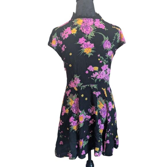 Free People Floral Dark Boho Mini Dress, Size 8 - Picture 7 of 7